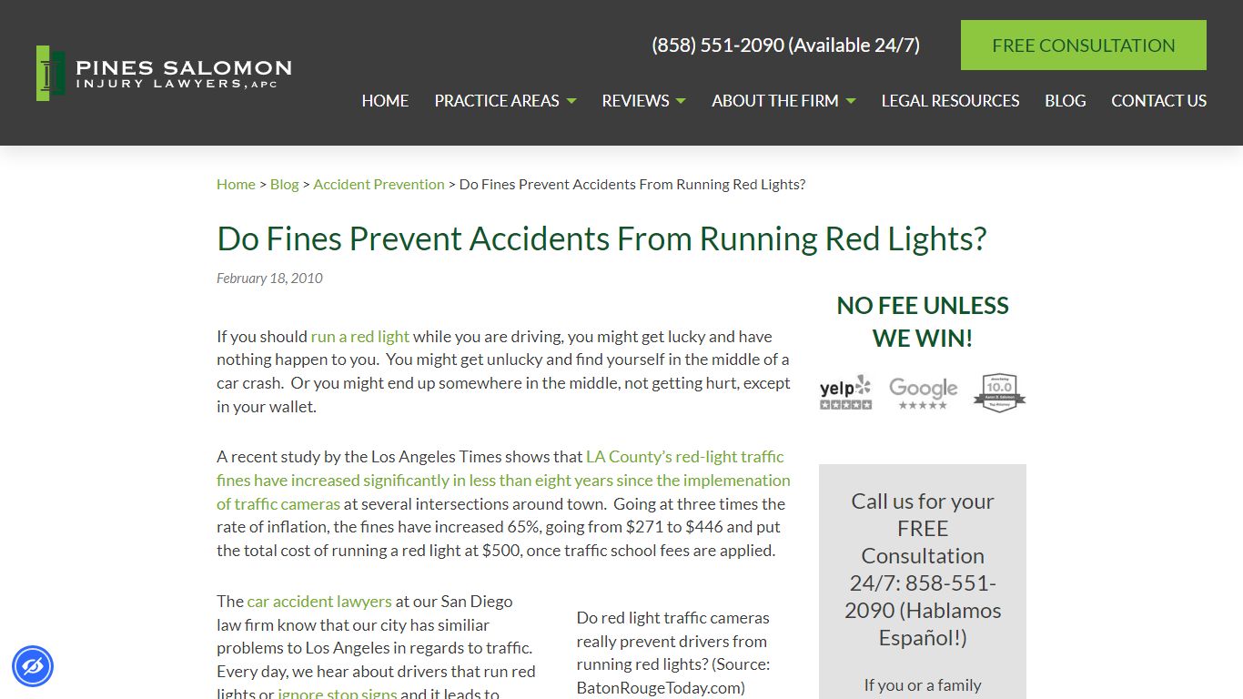 Do Fines Prevent Accidents From Running Red Lights?