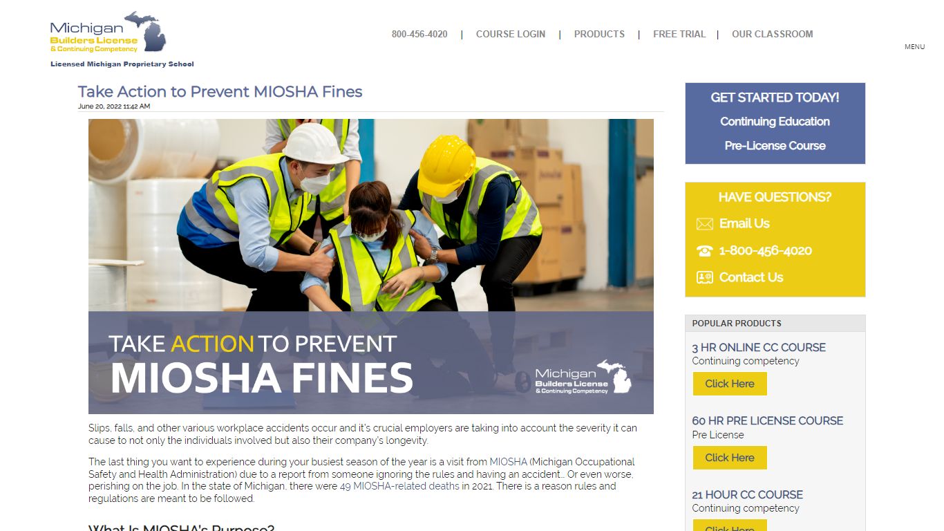 Take Action to Prevent MIOSHA Fines - Michigan Builders License
